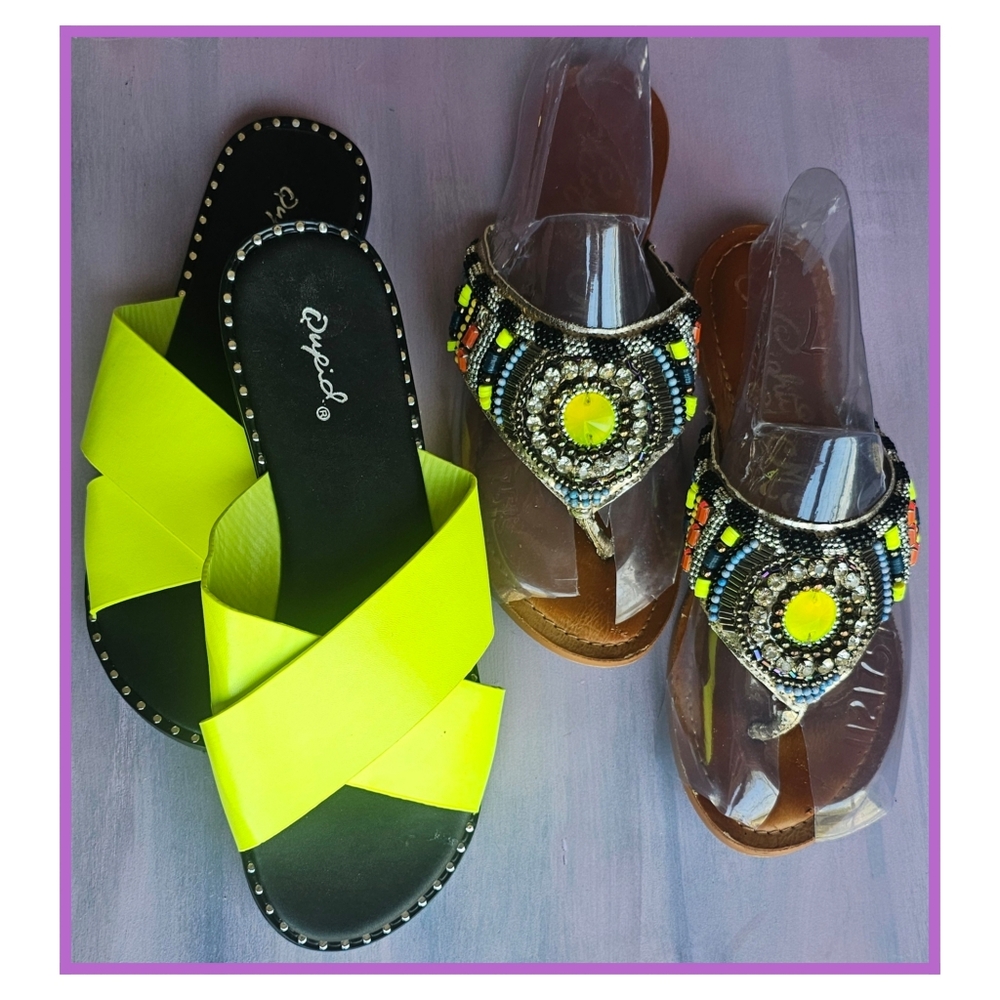 2 Pair of Sandals! - Sz 7.5 - Naughty Monkey & Qupid